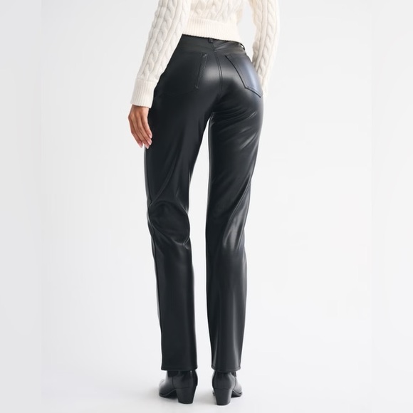 Abercrombie & Fitch Black Leather Pants - Straight Leg Women Size 27 - Picture 3 of 9